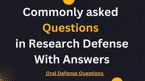 Oral Defense Questions And Answer Typical Asked Questions In Research