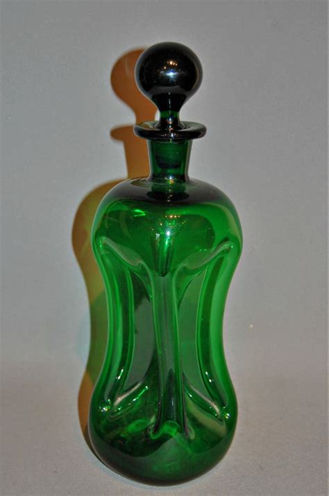 Antique C19th Green Glass Decanter Ebay Glass Decanter Green Glass