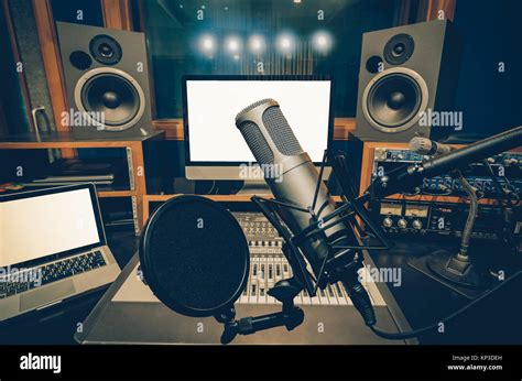 Professional Condenser Studio Microphone Over The Music Studio