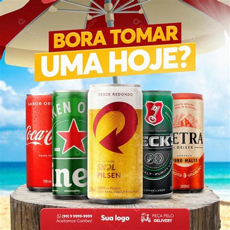 Post Feed Distribuidora Bora Tomar Uma Hoje Bebidas Social Media PSD Editável download