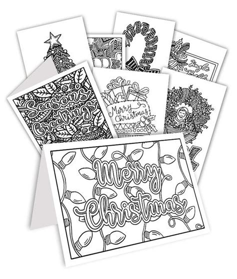 Download Coloring Christmas Cards | 20 DIY printable Christmas Cards to color in! | 2 sizes of coloring ...
