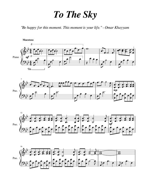 To The Sky Sheet Music For Piano Download Free In Pdf Or Midi