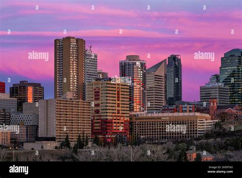 Downtown Skyline At Dawn Edmonton Alberta Canada Stock Photo Alamy