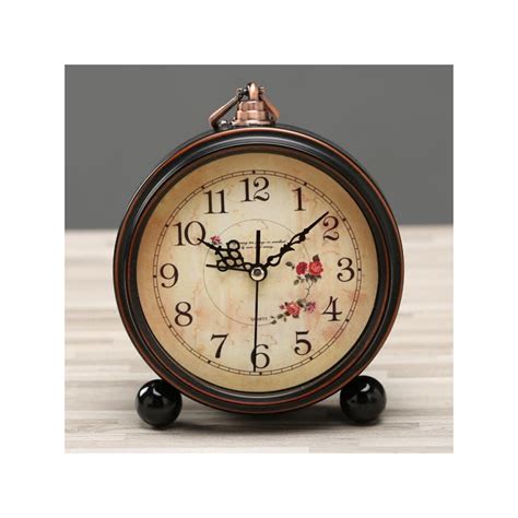 Elegant Silent Retro Alarm Clock Flora Design Bedside European Style