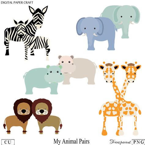 Animal Pairs Clipart 1 Clip Art Animal Clipart Cute Animals With
