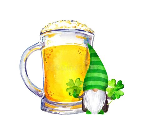 St Patrick Day Irish Gnome Beer Lucky Clover Leaves With Four Leaf