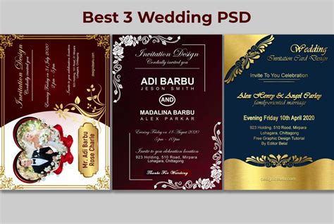 Best 3 Luxury Wedding Invitation Card Design Free Psd Templates