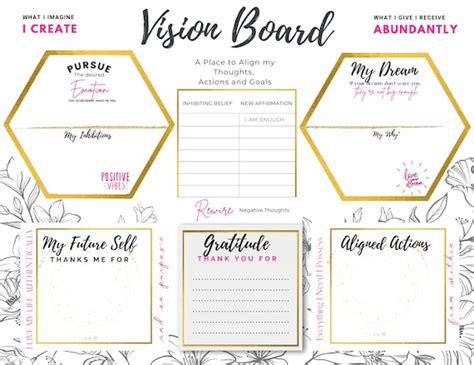 Vision Board Printable Manifesting Digital Printables Etsy