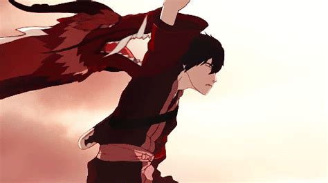 An Anime Character With Long Black Hair Holding His Arms Up In The Air