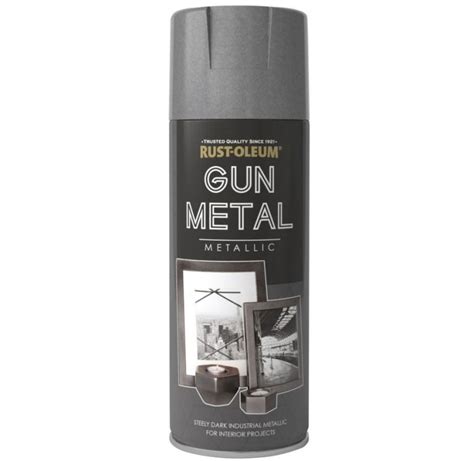 Rust Oleum Metallic Gun Metal Grey Spray Paint 400ml Sprayster