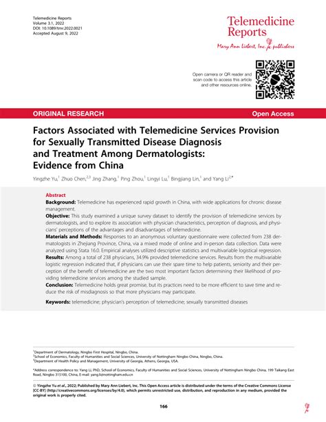 pdf factors associated with telemedicine services provision for sexually transmitted disease