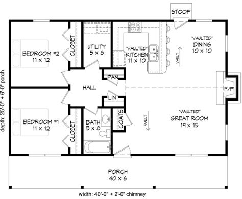 Ranch floor plans without formal dining room. Ranch House Plan - 2 Bedrooms, 1 Bath, 1000 Sq Ft Plan 87-166