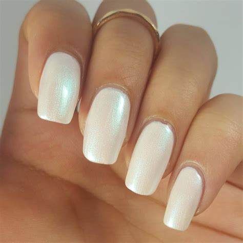 White Pearl Iridescent Nail Polish Duo 5 Free Handmade