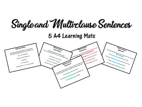 Single And Multi Clause Sentences Teaching Resources