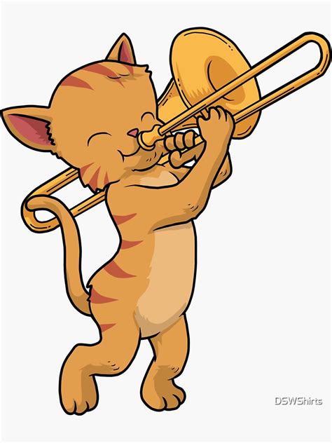 Cat Trombone T Cat Jazz Music Marching Band Trombone Sticker For