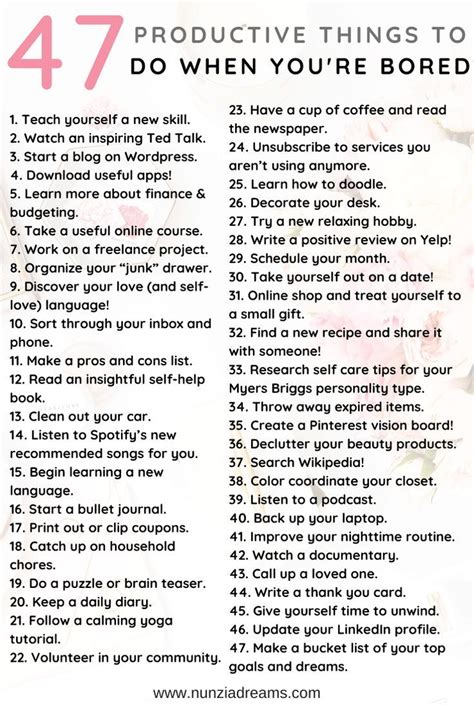 47 Productive Things To Do When You Re Bored NunziaDreams What To