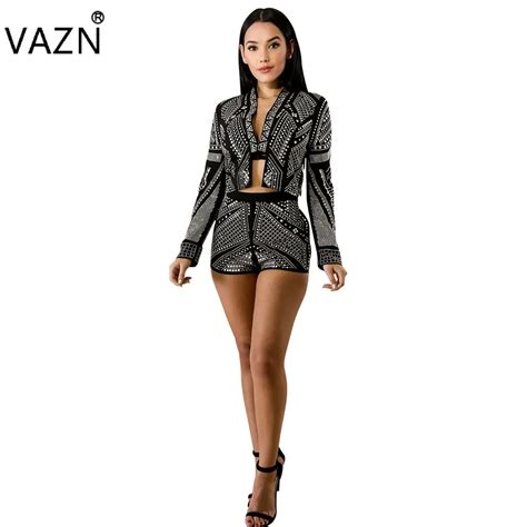 Buy Vazn 2018 New Fashion Sexy Bodycon Costume V Neck Women Playsuits 2 Piece