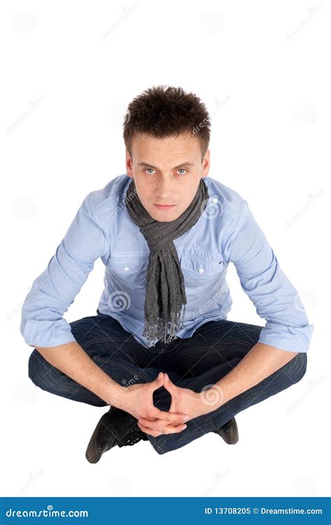 Casual Young Man Sitting Stock Image Image Of Isolated 13708205