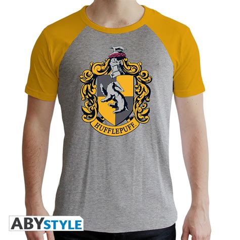 Harry Potter Tshirt Hufflepuff Man Ss Grey And Yellow Premium
