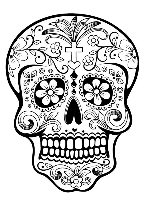El Día De Los Muertos Coloring Page Artist Artisabelle Skull