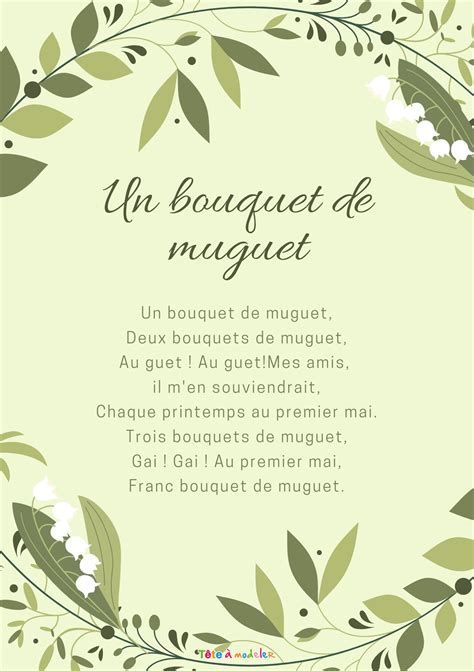 Convallaria majalis • muguet commun, muguet. Un bouquet de muguet - Le poème à lire sur Tête à modeler