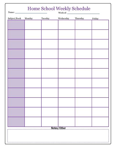 Free Printable Homeschool Schedule Template Free Printable Worksheet