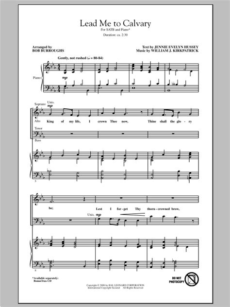 Lead Me To Calvary Sheet Music Direct