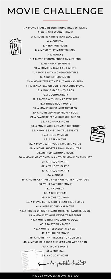 Movie Challenge List Never Know What Movie To Watch Try One Of The Challenges Check More