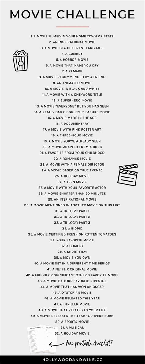 movie challenge list never know what movie to watch try one of the challenges check more