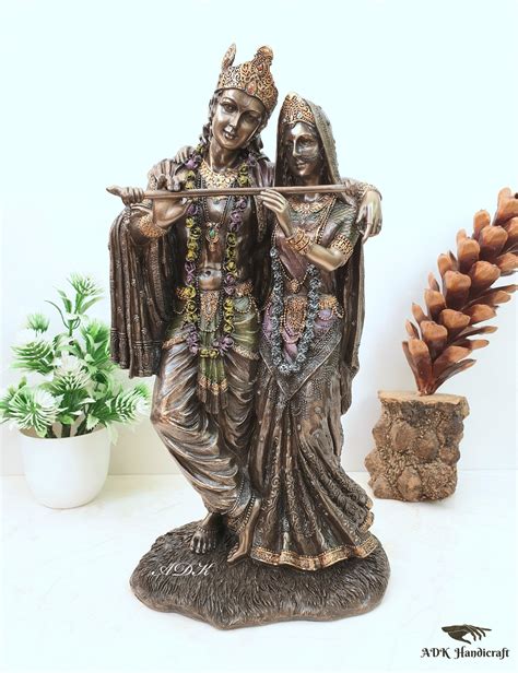 radha krishna statue 28cm bonded bronze radha krishna idol divine couple god lord krishna