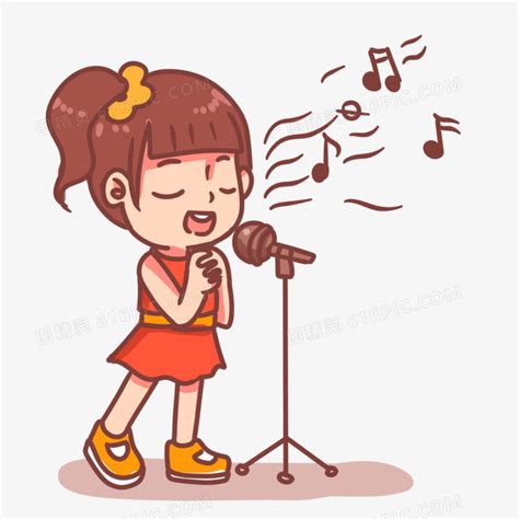 卡通手绘女孩唱歌表演素材图片免费下载png素材编号1l0ik49ln图精灵