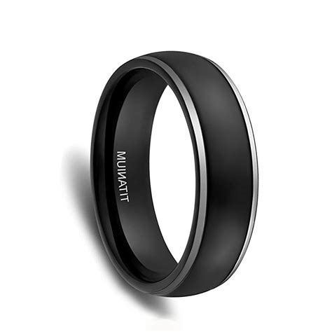 Put on a men's wedding ring that speaks with more than words, and let them know just. Black Titanium Domed Wedding Bands with Silver Edge