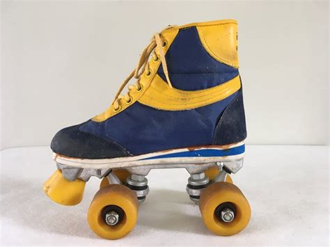 Vintage 70s Childrens Roller Skates Blueyellow Impag Etsy