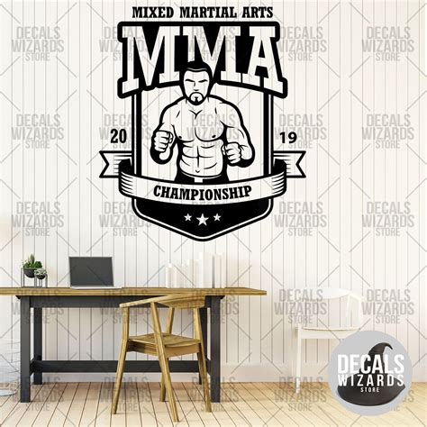 Mma Wall Decal Fighter Sports Wall Decal Sticker Your Etsy