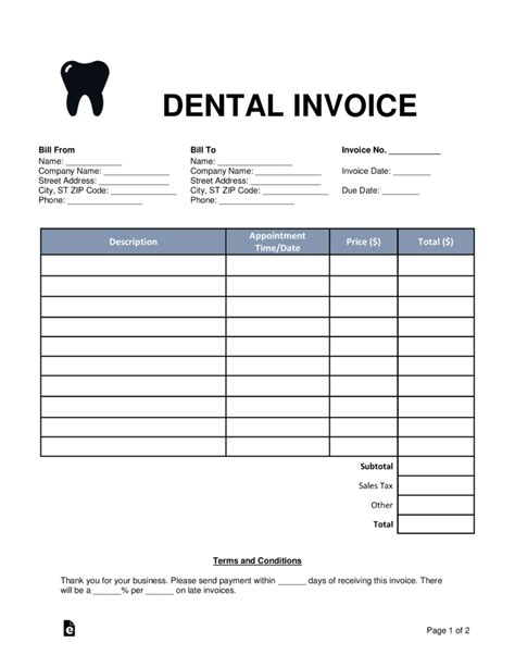 Dental Receipt Template Free