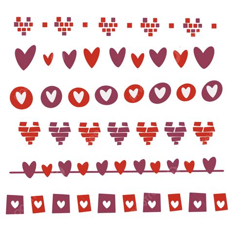 Heart Divider Vector Art Png Heart Red And Purple Two Color Border