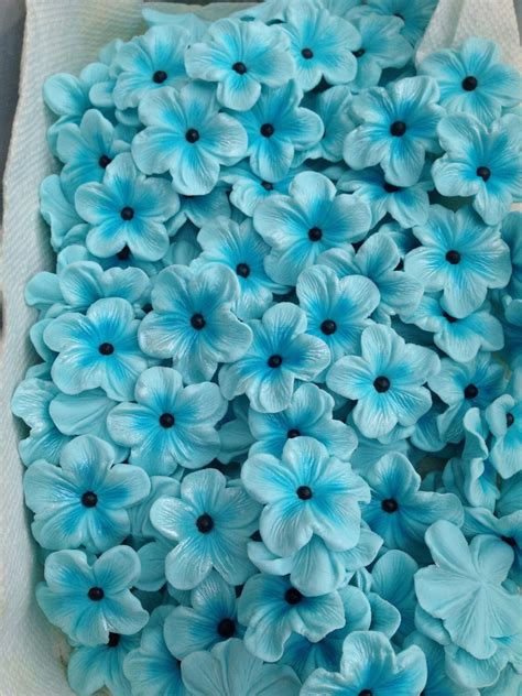 Items Similar To Light Blue Flowers With The Black Dragee