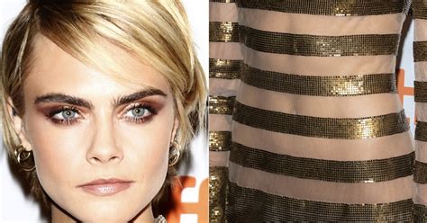 Cara Delevingne Premieres Her Smell In 13300 Gold Metallic Mini Dress