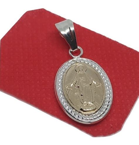 Dije Medalla Virgen Milagrosa Paris Plata 925 Y Oro Md 00359 Mercado