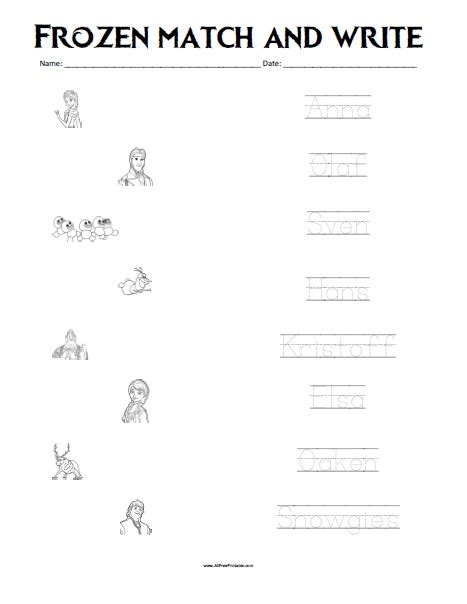 Frozen Matching Worksheet Free Printable