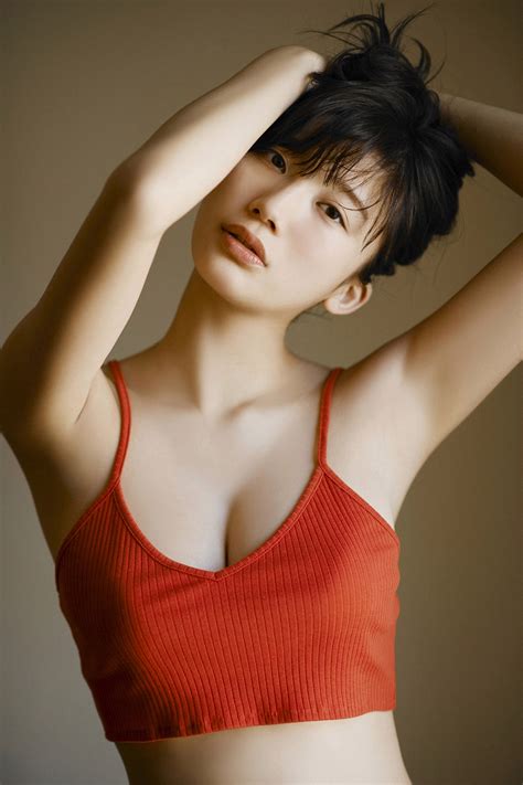Wallpaper Yuka Ogura Women Model Asian Arms Up Simple Background Short Hair Portrait