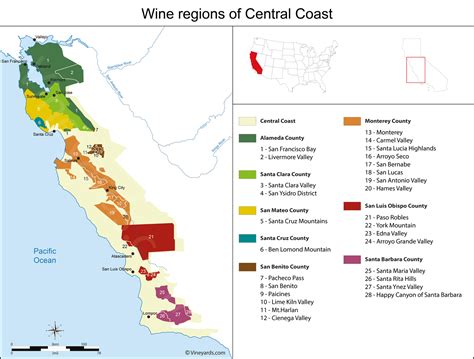 United States Map Of Vineyards Wine Regions