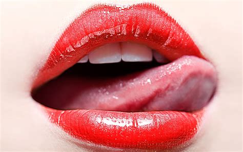 Red Mouth Lips Woman Tongue Coolwallpapersme