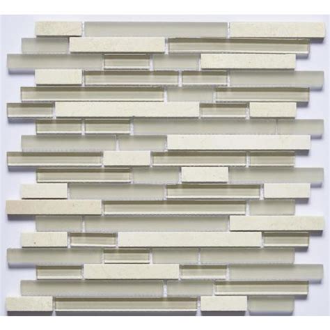 Abolos Premium Linear 11 Pack Beige 12 In X 12 In Multi Finish Glass Metal Stone Stone Look Wall