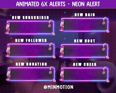 6x Animated Twitch Neon Alert Pink Purple Neon Twitch Alert Etsy In