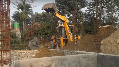 House Foundation Construction Work By Jcb Excavator Digging