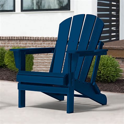 Braxton Folding Plastic Adirondack Chair Navy Blue