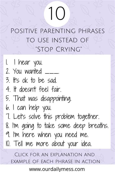 10 Things To Say To Your Child Instead Of Stop Crying Our Daily