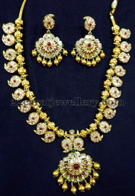 White Kundans Pretty Mango Necklace Jewellery Designs