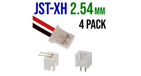 JST XH 2 Pin Connector Kit Pitch 2 54mm 4 Pack